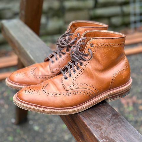 View photo of Alden Short Wing Boot in Dark Tan Calfskin