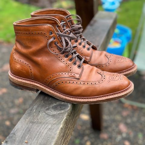 View photo of Alden Short Wing Boot in Dark Tan Calfskin