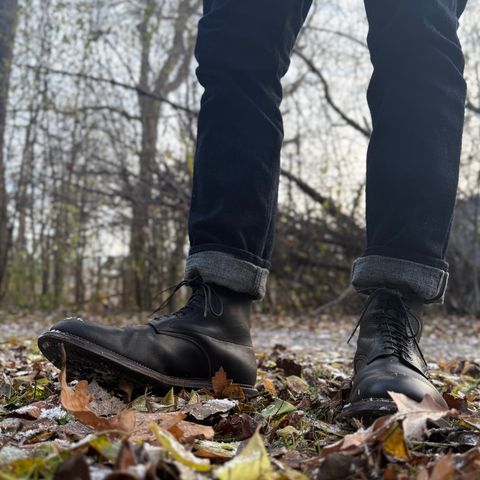 View photo of Viberg Navvy Boot in Horween Black Washed Chromexcel