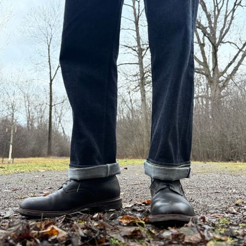 View photo of Viberg Navvy Boot in Horween Black Washed Chromexcel