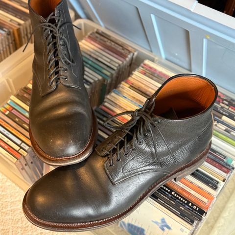 View photo of Viberg Navvy Boot in Horween Black Washed Chromexcel