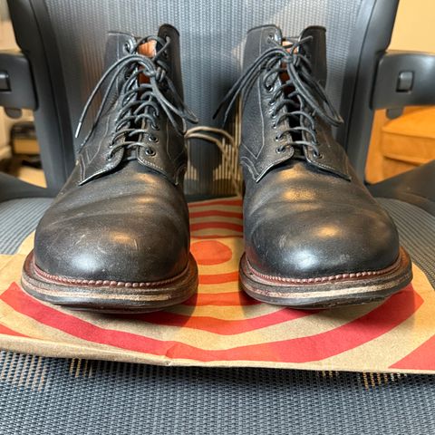 View photo of Viberg Navvy Boot in Horween Black Washed Chromexcel