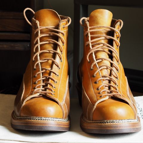 Flame Panda Monkey Boot in Conceria Cloe Natural Horsebutt & Conceria Cloe Whisky Horsebutt