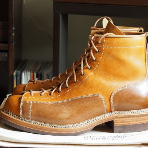 Flame Panda Monkey Boot in Conceria Cloe Natural Horsebutt & Conceria Cloe Whisky Horsebutt