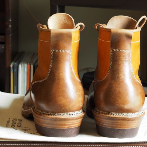 Flame Panda Monkey Boot in Conceria Cloe Natural Horsebutt & Conceria Cloe Whisky Horsebutt