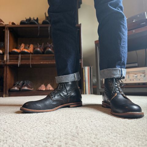 Viberg Service Boot in Shinki Black Teacore Horsehide