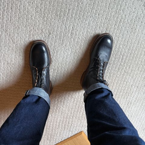 Viberg Service Boot in Shinki Black Teacore Horsehide