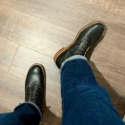 Viberg Service Boot in Shinki Black Teacore Horsehide