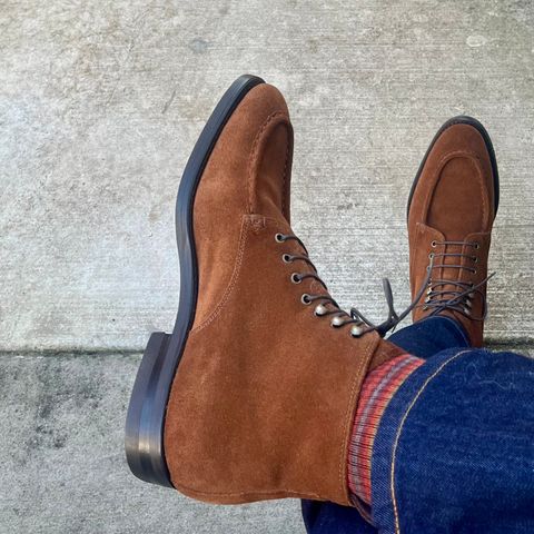 Carlos Santos 1686 Moc Toe “Brandon” in C.F. Stead Snuff Repello Calf Suede