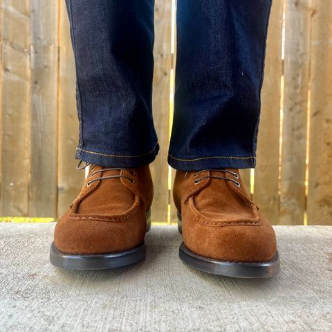 Carlos Santos 1686 Moc Toe “Brandon” in C.F. Stead Snuff Repello Calf Suede