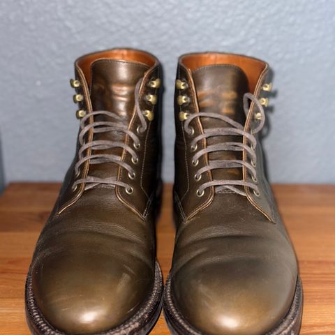 View photo of Grant Stone Edward Boot in Horween Dark Olive Chromexcel