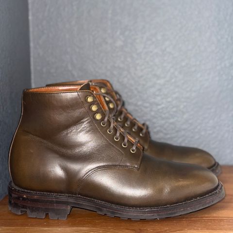 View photo of Grant Stone Edward Boot in Horween Dark Olive Chromexcel