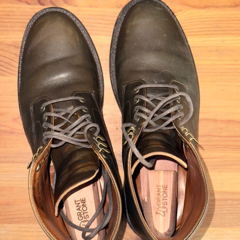 View photo of Grant Stone Edward Boot in Horween Dark Olive Chromexcel