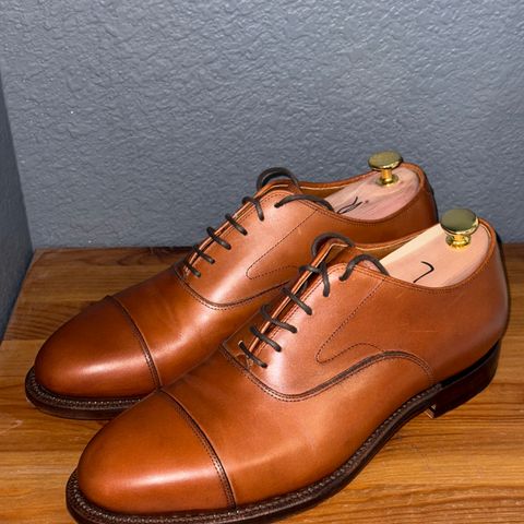 Search result thumbnail of Grant Stone Cap Toe Oxford in D'Annonay British Tan Calf