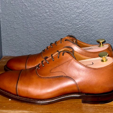 View photo of Grant Stone Cap Toe Oxford in D'Annonay British Tan Calf