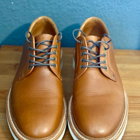 View photo of Grant Stone Plain Toe Blucher in Badalassi Carlo Saddle Tan Minerva