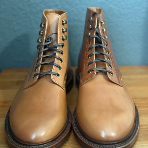 View photo of Grant Stone Edward Boot in Horween Honey Glazed Shell Cordovan