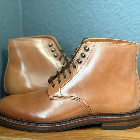 View photo of Grant Stone Edward Boot in Horween Honey Glazed Shell Cordovan