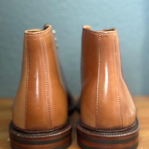 View photo of Grant Stone Edward Boot in Horween Honey Glazed Shell Cordovan