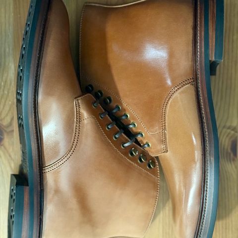 View photo of Grant Stone Edward Boot in Horween Honey Glazed Shell Cordovan