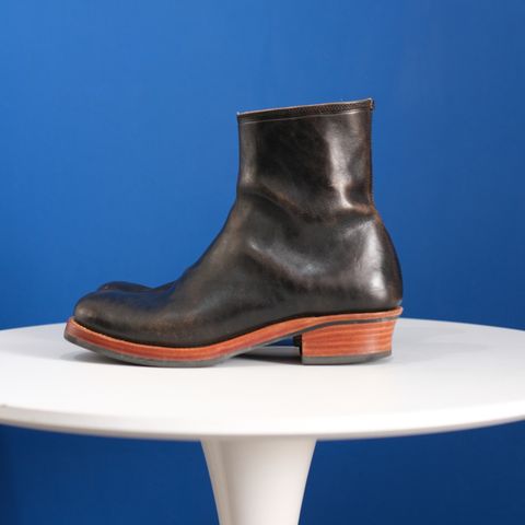 Briselblack The Stride Side Zip Boots in Maryam Natural Horsebutt Overdyed Black