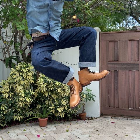 Viberg Service Boot in Raw Natural Wooly Chromexcel