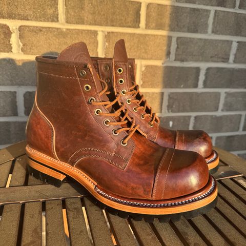 Prof Barnets Bulky Cap Toe Boots in Maryam Brown Horsebutt