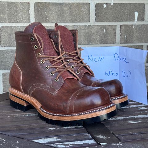 Prof Barnets Bulky Cap Toe Boots in Maryam Brown Horsebutt