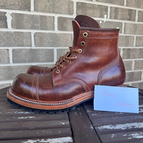 Prof Barnets Bulky Cap Toe Boots in Maryam Brown Horsebutt