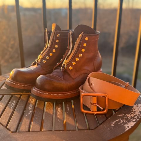 Prof Barnets Bulky Cap Toe Boots in Maryam Brown Horsebutt