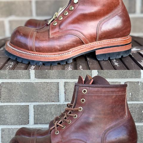 Prof Barnets Bulky Cap Toe Boots in Maryam Brown Horsebutt
