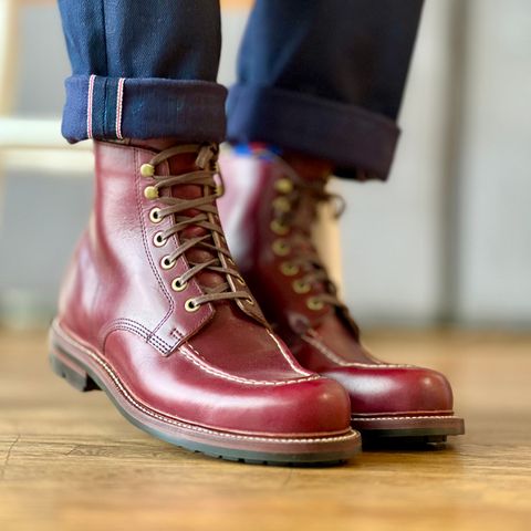 View photo of Grant Stone Brass Boot in Horween Color 8 Chromexcel