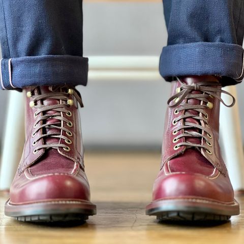 View photo of Grant Stone Brass Boot in Horween Color 8 Chromexcel