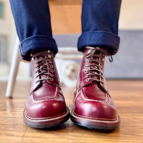 View photo of Grant Stone Brass Boot in Horween Color 8 Chromexcel