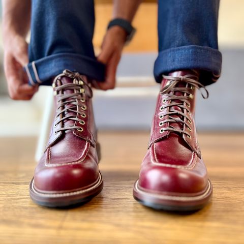 View photo of Grant Stone Brass Boot in Horween Color 8 Chromexcel