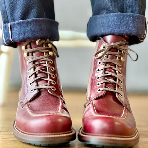 View photo of Grant Stone Brass Boot in Horween Color 8 Chromexcel