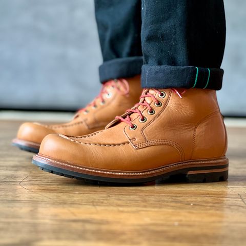 View photo of Grant Stone Brass Boot in Horween Tan Essex