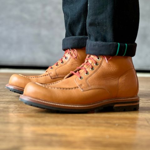 View photo of Grant Stone Brass Boot in Horween Tan Essex