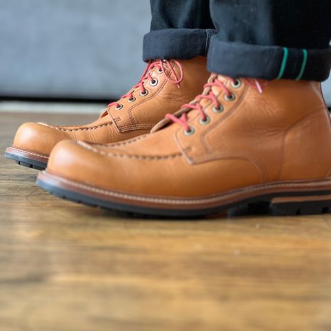 View photo of Grant Stone Brass Boot in Horween Tan Essex