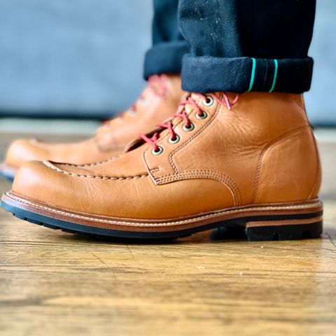 View photo of Grant Stone Brass Boot in Horween Tan Essex