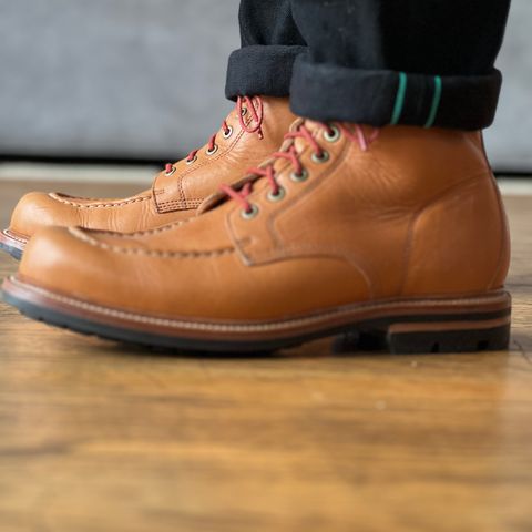 View photo of Grant Stone Brass Boot in Horween Tan Essex