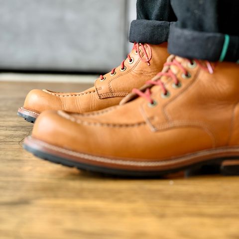 View photo of Grant Stone Brass Boot in Horween Tan Essex