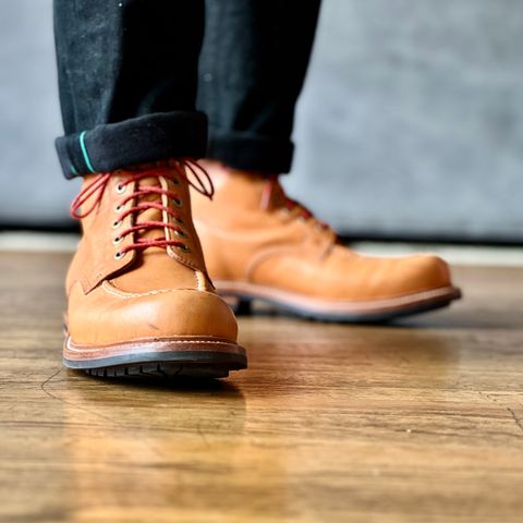 View photo of Grant Stone Brass Boot in Horween Tan Essex