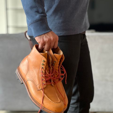 View photo of Grant Stone Brass Boot in Horween Tan Essex