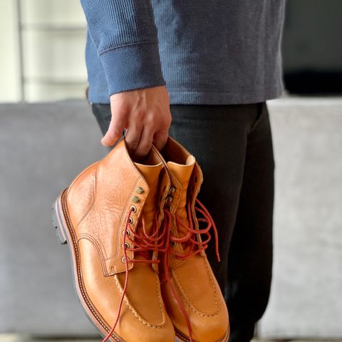 View photo of Grant Stone Brass Boot in Horween Tan Essex