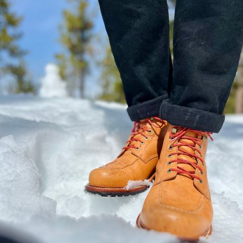 View photo of Grant Stone Brass Boot in Horween Tan Essex