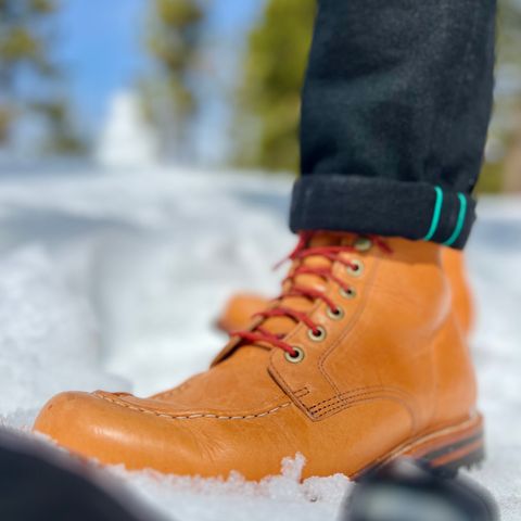 View photo of Grant Stone Brass Boot in Horween Tan Essex