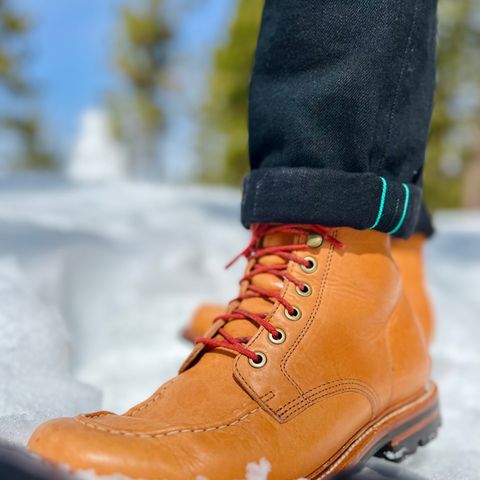 View photo of Grant Stone Brass Boot in Horween Tan Essex