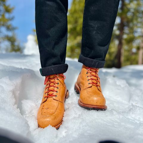 View photo of Grant Stone Brass Boot in Horween Tan Essex