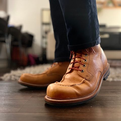 View photo of Grant Stone Brass Boot in Horween Tan Essex